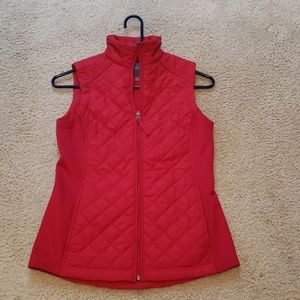 Women's red quilted vest